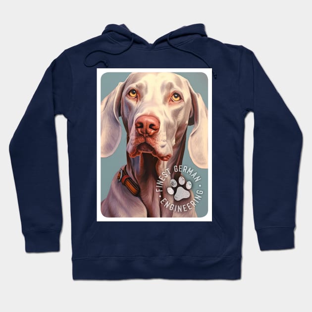 Weimaraner with stamp of finest German Engineering Hoodie by chapter2